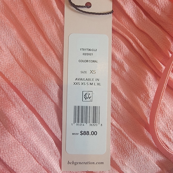 BCBGeneration Revolve crinkle front tie coral orange blouse size XS - Picture 5 of 11